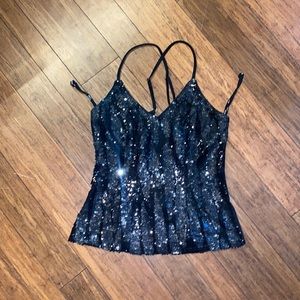 Sparkly black halter top size M